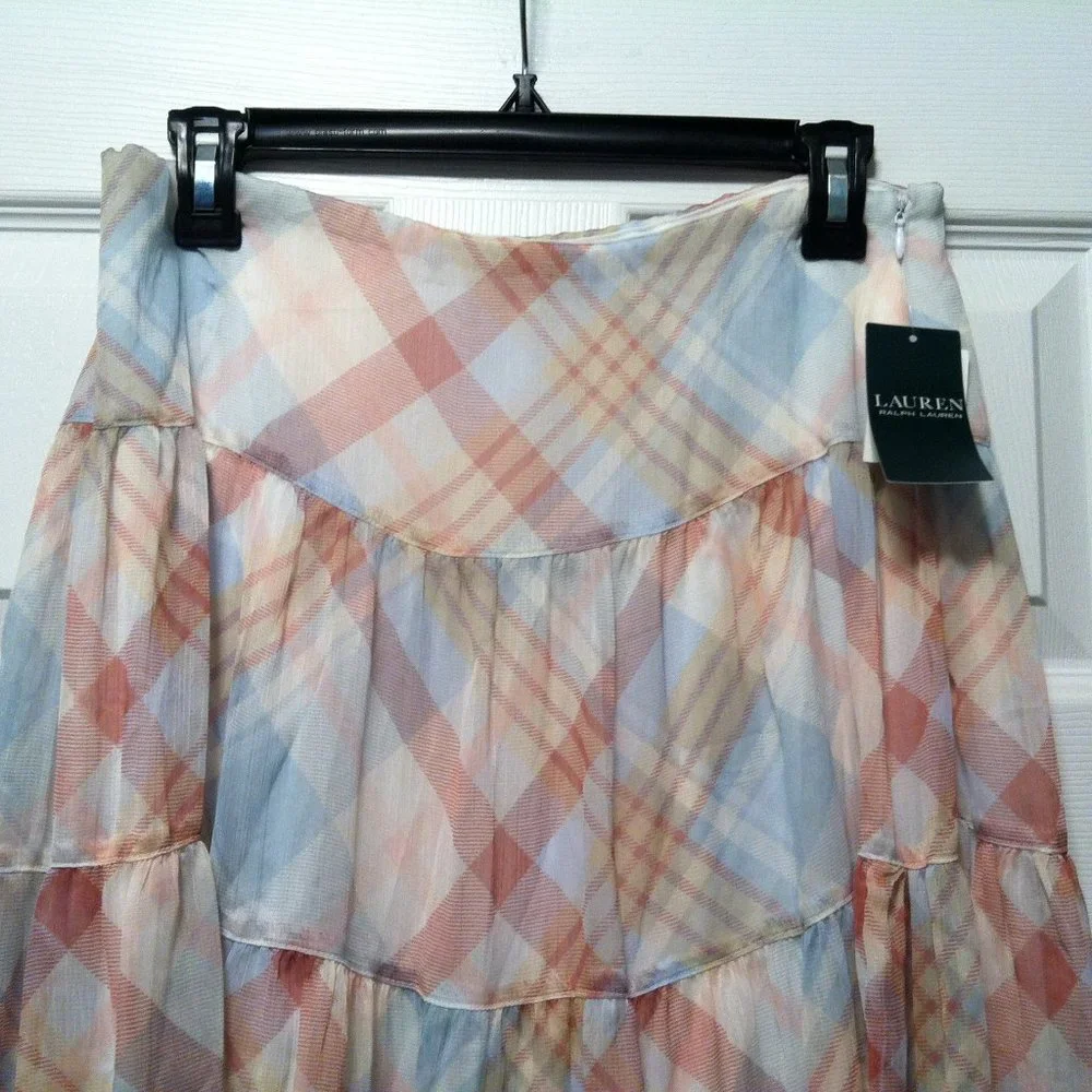 RALPH LAUREN WOMEN'S NEW CREAM 100%POLYESTER SKIRT SIZE: 6
